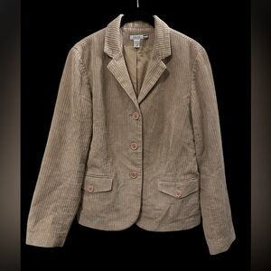 Izod Women's Beige Corduroy Blazer. EUC